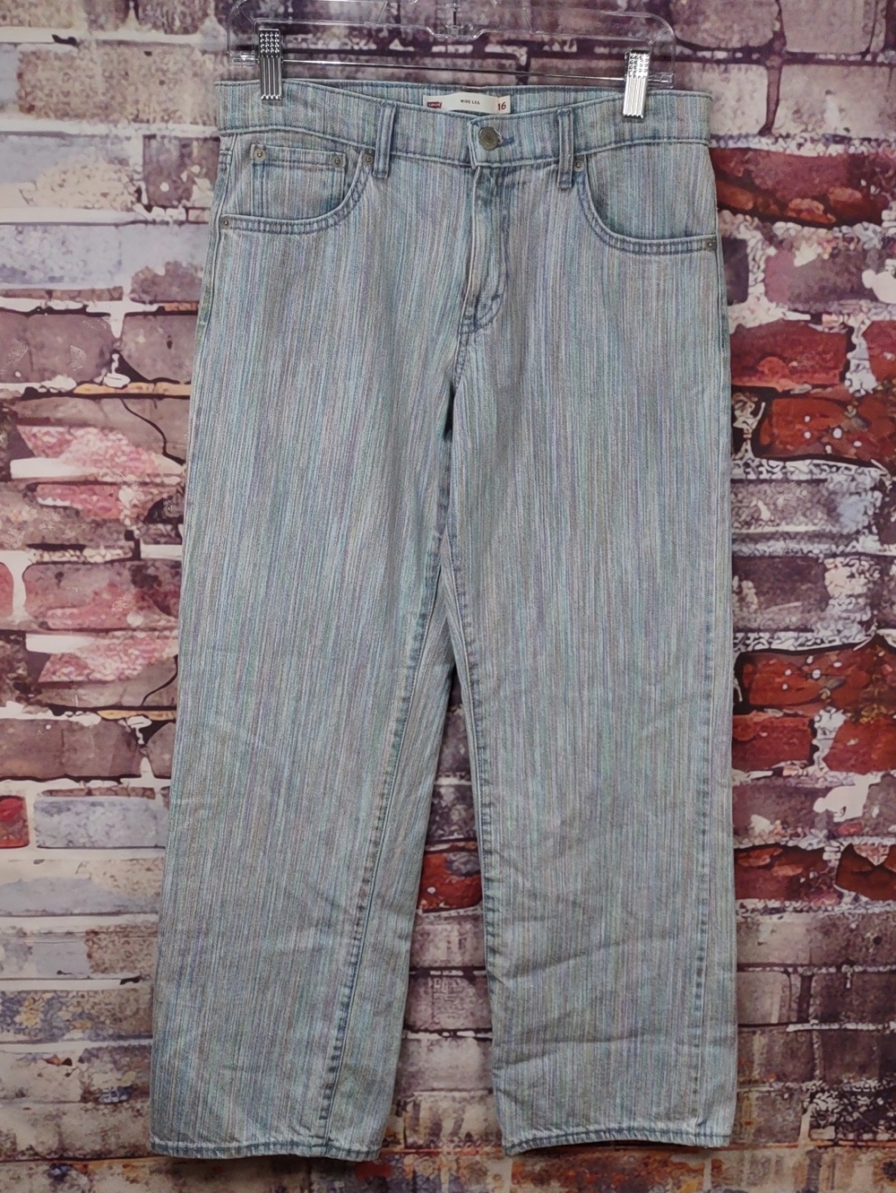 Levi's Light Blue Multi-Stripe Wide Leg Jeans